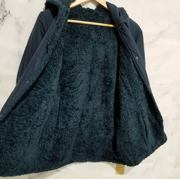 HALOGEN Reversible Sherpa Jacket, Emerald, Size Small - Picture 7 of 9